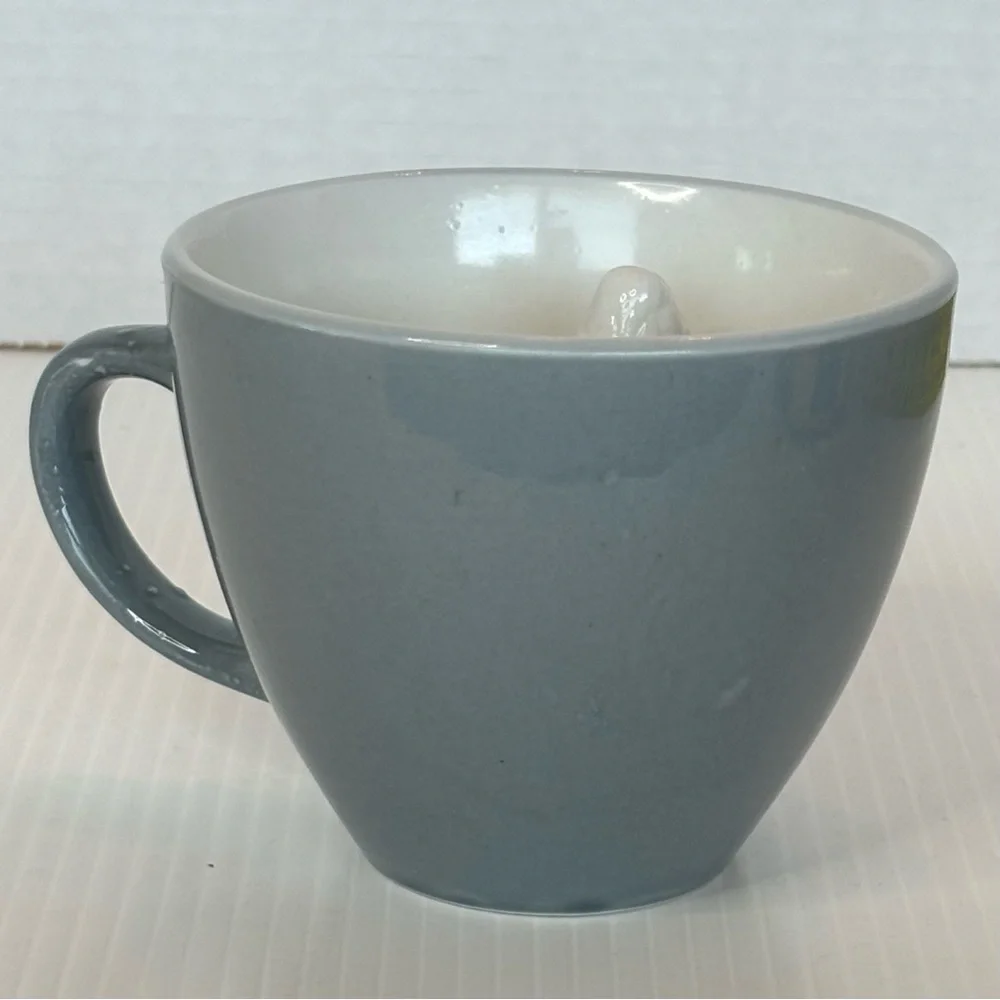 Creature Cups Gray w/ White Alligator Head Inside Funny Prank Ceramic Mug 12 oz.